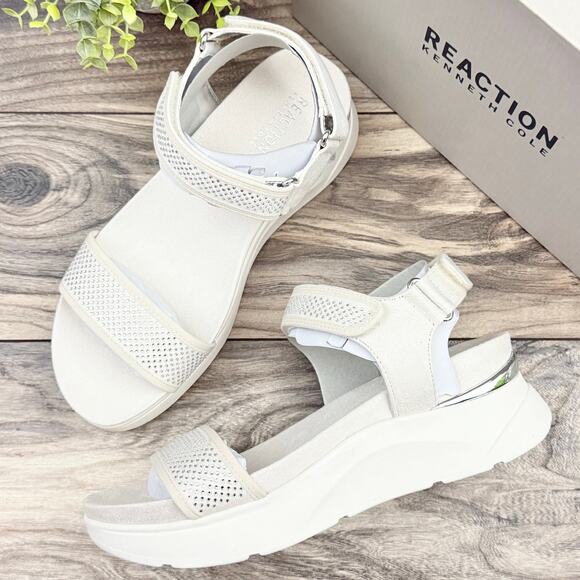 Kenneth Cole REACTION Shoes - NIB Kenneth Cole Reaction 9M Halsey Hook Loop Rhinestone Platform Sandal Ecru